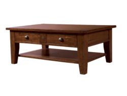 LH Import reclaimed wood Irish Coast African Dusk Coffee Table by PGT, rich finish with 2 drawers and metallic features
