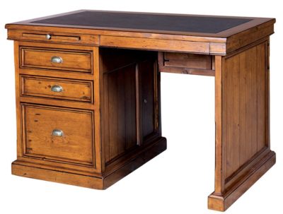 LH Import reclaimed wood Lifestyle African Dusk Small Desk by PGT with a keyboard drawer and a secret compartment