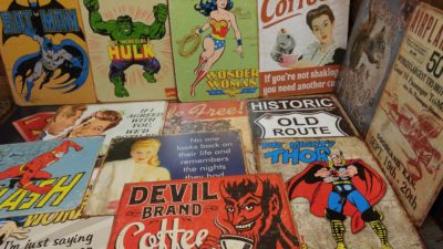 Assorted vintage replica tin signs