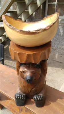 Bear Table with Bark Bowl