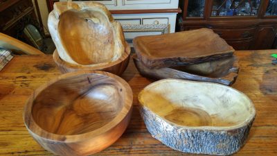 3 live edge Bark Bowls and 2 Live Edge Cutting Boards