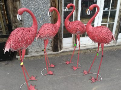 Large Metal Pink Flamingos