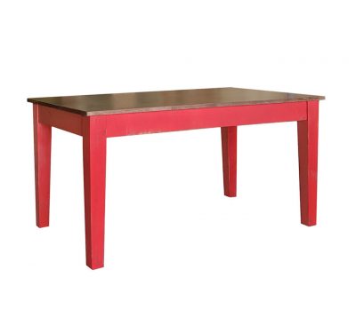 Pine Springwater Woodcraft Shaker Harvest Table with berry over black legs and a classic clear coat stain on top
